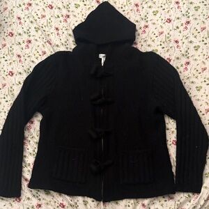 Coldwater Creek Black Hooded Cardigan